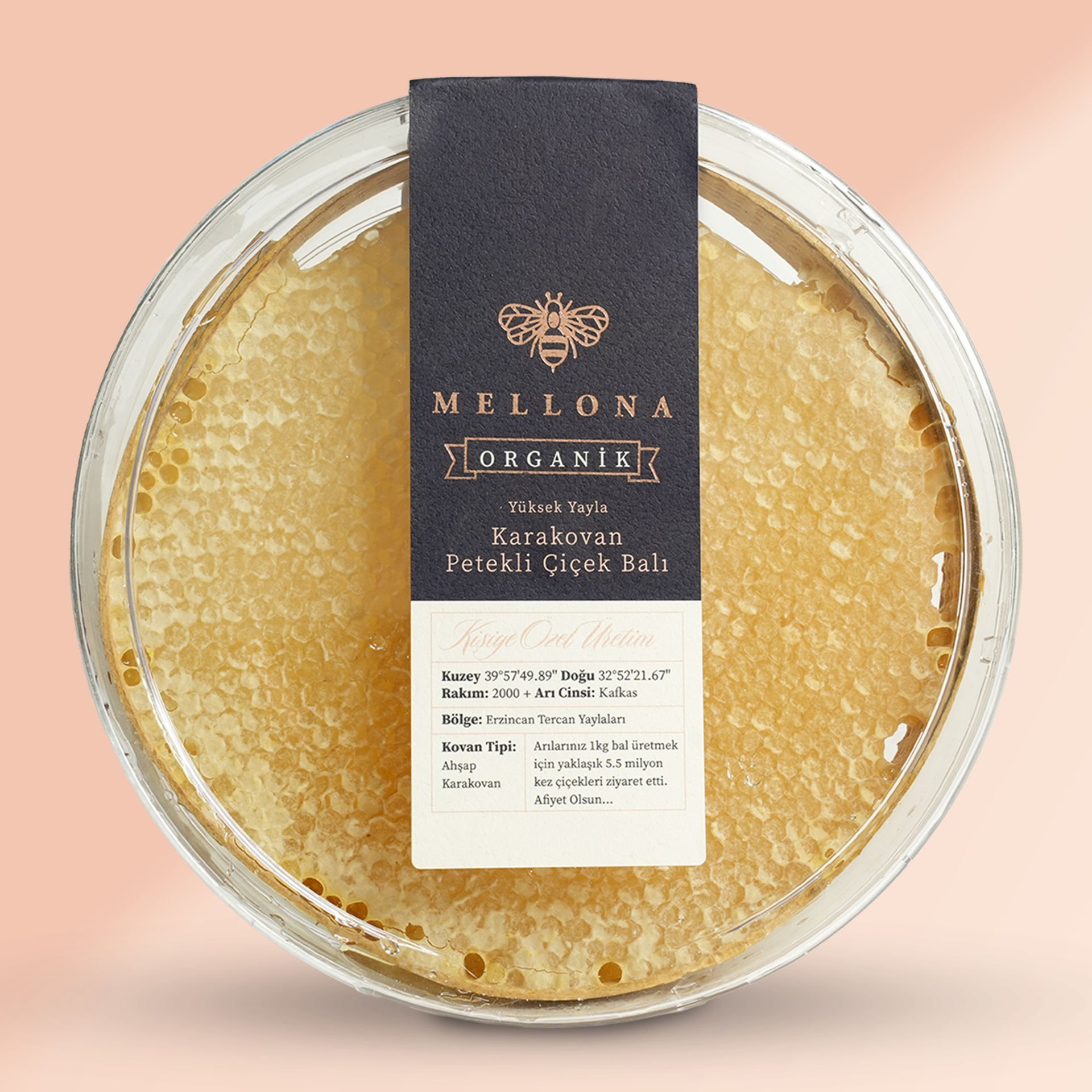 Mellona Organik Yüksel Yayla Karakovan Petekli Çiçek Balı 1 kg