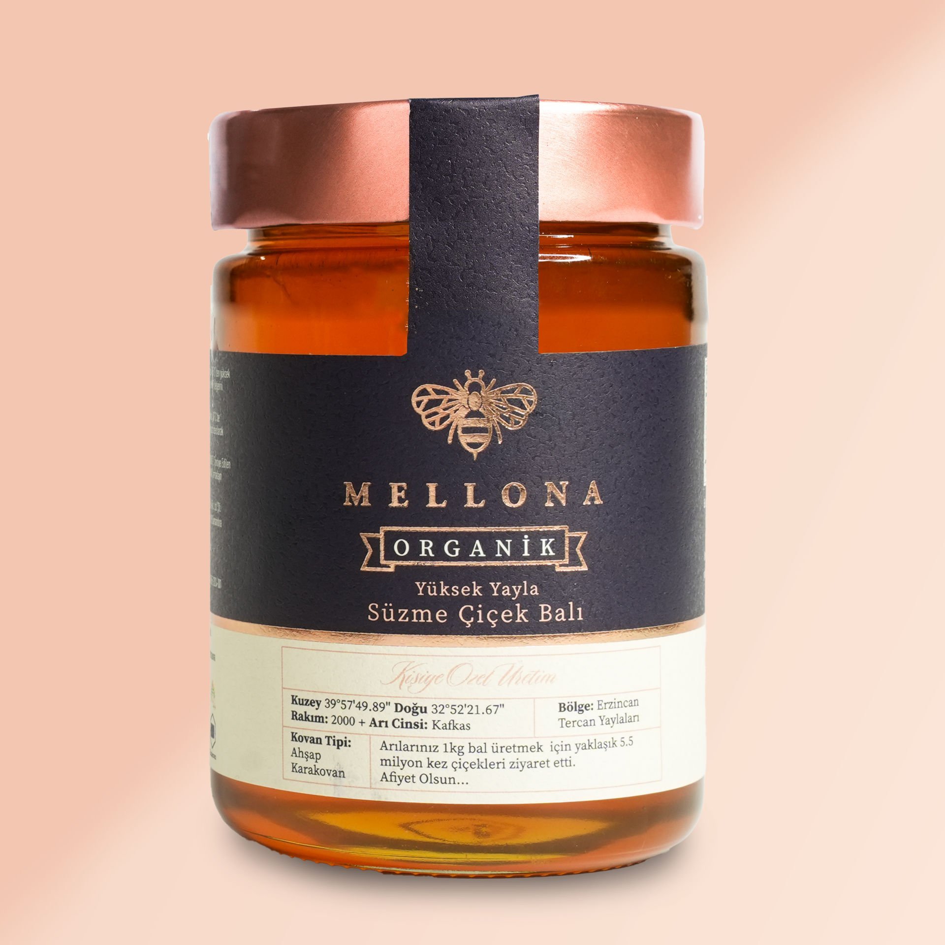 Mellona Organik Yüksek Yayla Süzme Çiçek Balı 1000 gr